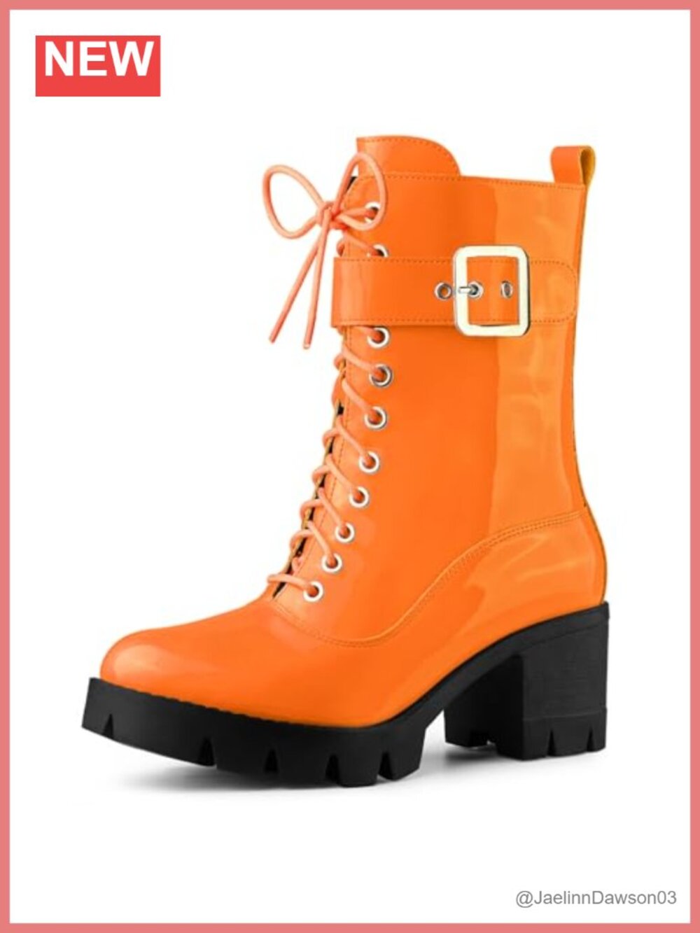 Patent Leather Platform Combat Boots Chunky Heel Zip Lace Up Ankle Bootie